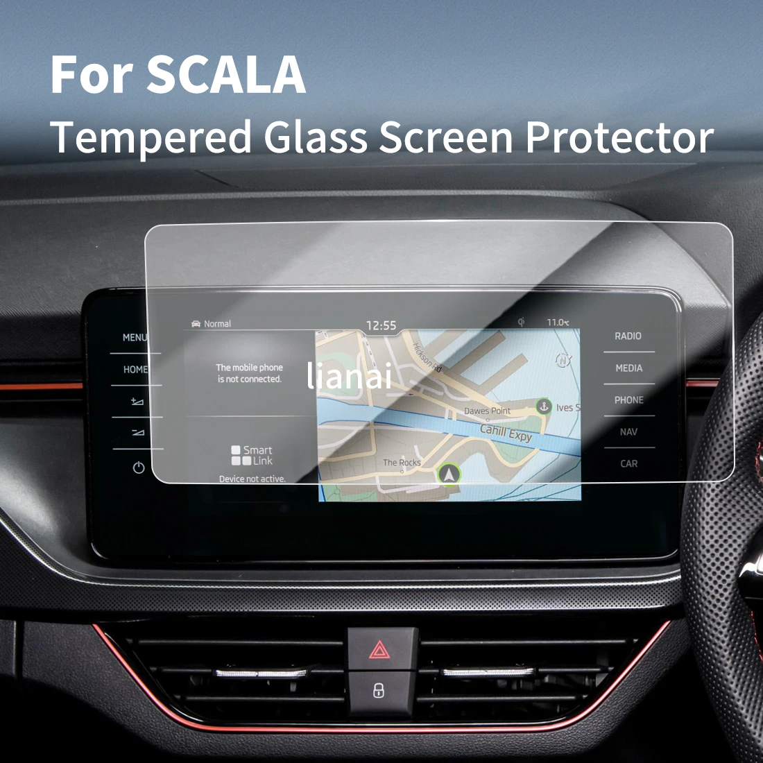 

Защитная пленка для экрана Carplay, защитная пленка из закаленного стекла, навигатор, автомобильные наклейки, аксессуары для 25, Skoda SCALA