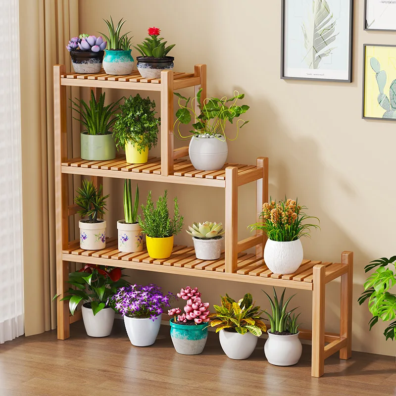 floor-to-ceiling trapezoidal plant shelves household practical Flowerpot display racks simple blumenständer outdoor furniture