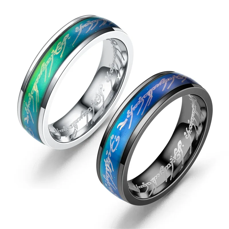 TOOCNIPA Body Temperature Change Color One Stainless Steel Ring Of Power Elf Wizard Magic Letter Men Women Movie Cosplay Jewelry