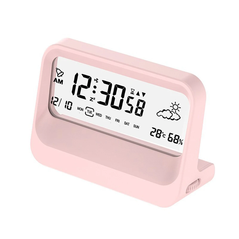 ساعة منبه رقمية بجانب السرير مع عرض درجة حرارة تاريخ الوقت وثلاثة منبهات مستقلة للجدول اليومي واستخدام السفر