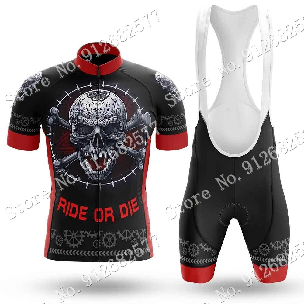 2026 Ride Or Die Cycling Jersey Set Summer Skull Cycling Clothing Road Bike Shirts Suit Bicycle Bib Shorts MTB Wear Ropa