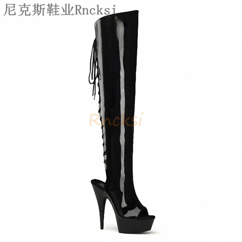 

2021New Sexy Nightclub Ultra-high Heel Large Stretch Skinny Roman Over The Knee Boots Women Boots Thigh High Boots Size 34-46