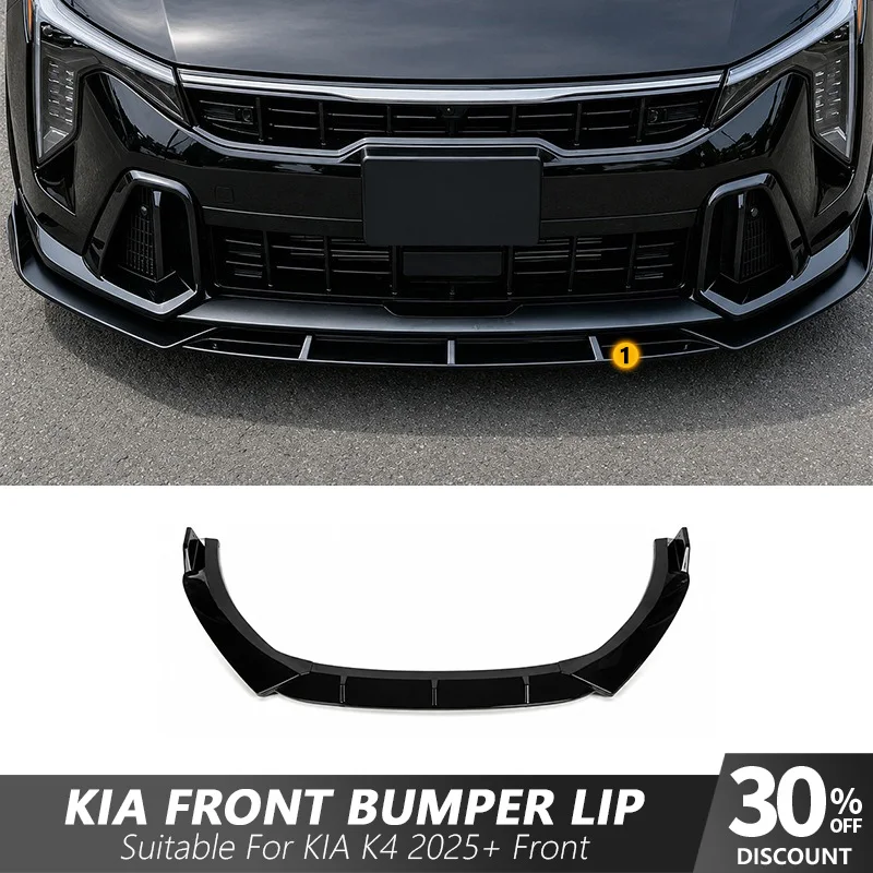3-Piece Front Bumper Lip Splitter Kit for Kia K4 GT-Line EX LXS 2025+, Gloss Black ABS Chin Spoiler, Screw Mount Body Kits