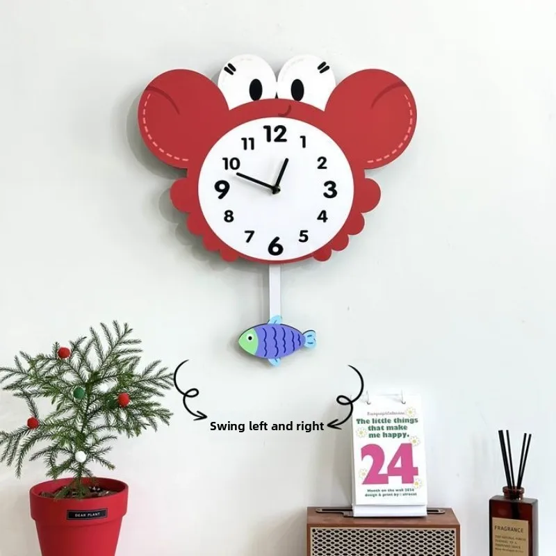 

New Crab Swing Cartoon Wall Clock, Living Room Swing Creative Home Simple Bedroom Silent Wall-mounted Clock