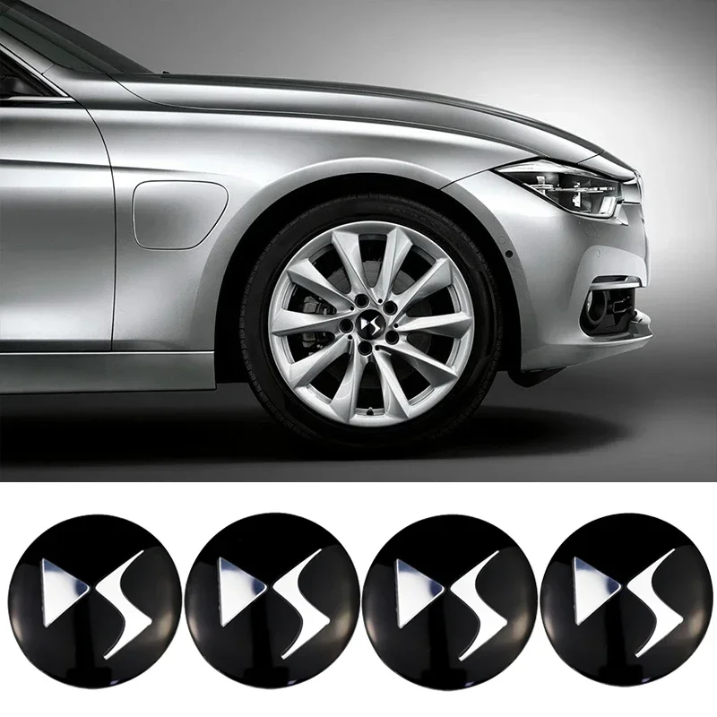 4PCS 56mm DS Logo Alloy Car Wheel Hub Center Stickers for Citroen C5 Aircross C4 DS5 C3 C2 Saxo C1 Picasso Accessories
