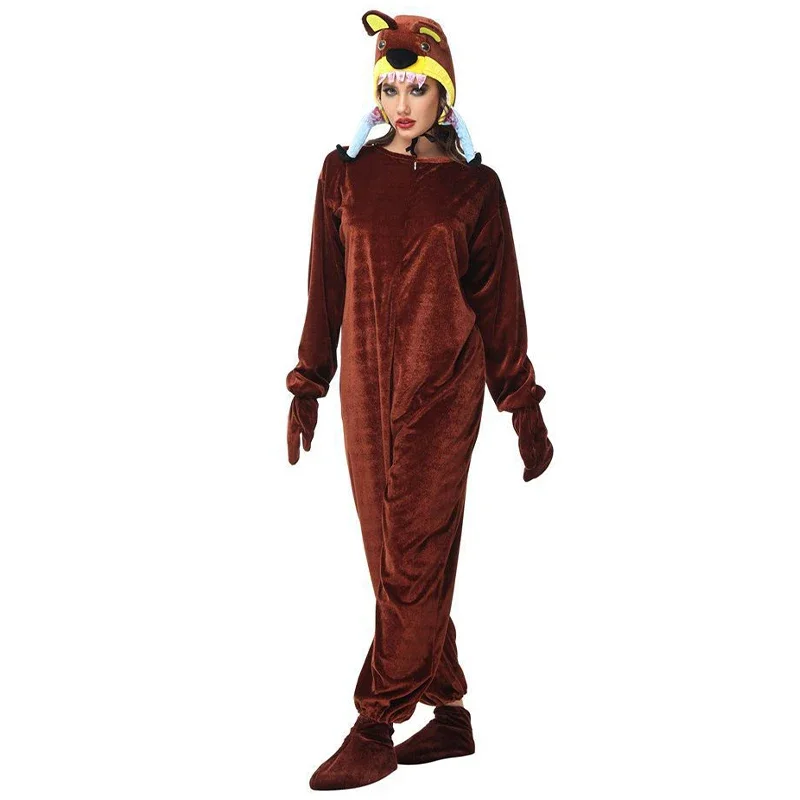 2024 New Animal Kigurumi Scary Man-Eating Bloody Bear Attack Adult Costume For Halloween Carnival Purim Outfit