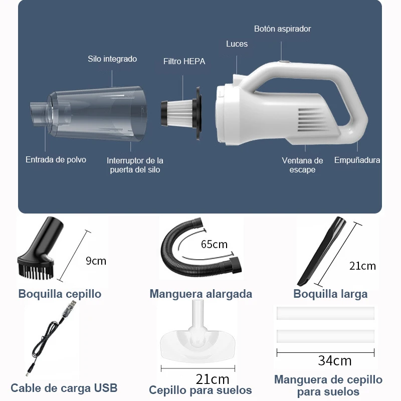 Car and Home Rechargeable Cordless Hoover 12000pa Large Suction Power Handheld High Power Mute Vacuum Cleaner Pet Hair Remover