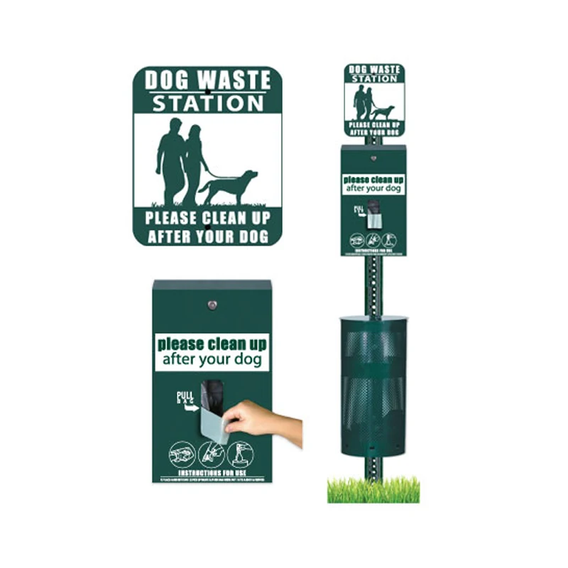 Outdoor Garden Dog Waste Station Custom Metal Pet Waste Station with Trash Can & Bag Dispenser for Sale