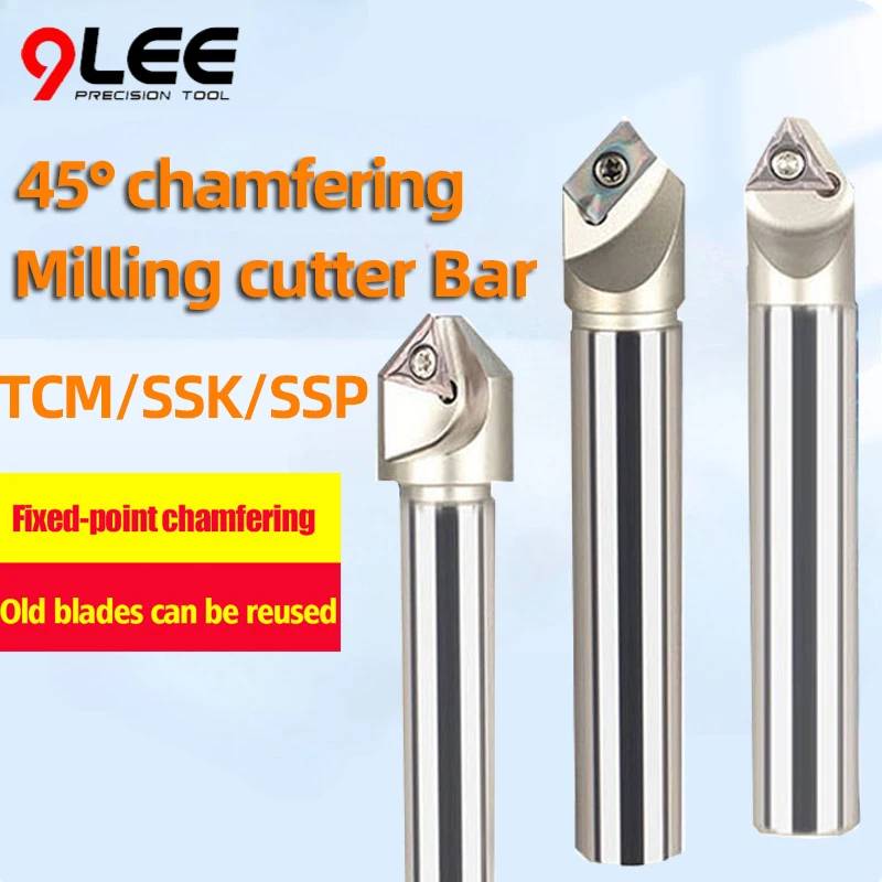 

1PC 45° Chamfering Milling Cutter Bar SSK/SSP/TCM Fixed Point Engraving Milling V-groove CNC Tool Holder