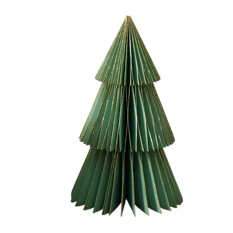 شجرة ورقية خضراء مصنوعة يدويًا ديكور احتفالي صديق للبيئة مستدامة من الورق Matls Eco Consc Choice أربعة مصابيح ديكور موسمية Dur #2