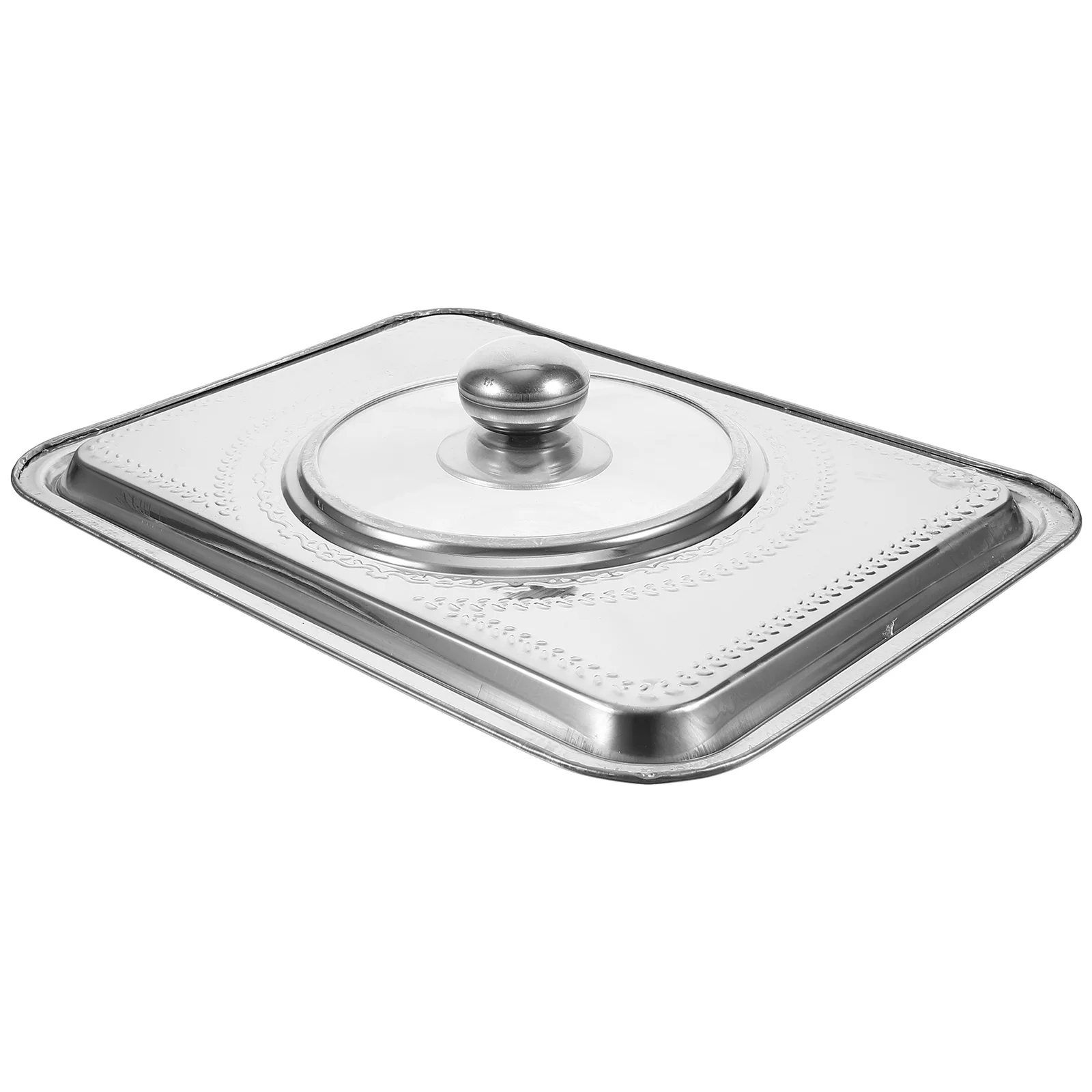 

Food Stainless Steel Rectangular Tray Cover Grilled Fish Barbecue Steak Bbq Lid Cooking Tool Protective for