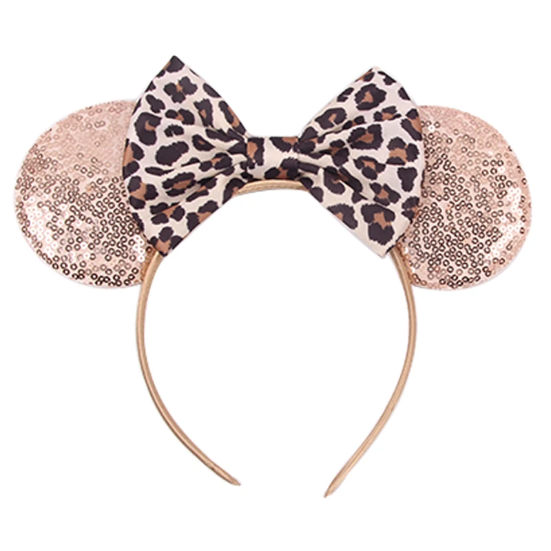 Niedliche Haarbänder mit Mausohren und Leopardenmuster für Mädchen, Babys und Frauen, mit Pailletten und 5 cm Schleifen, Haaraccessoires für Erwachsene, Haarbänder, Geschenk für Kinder. – Detail 8