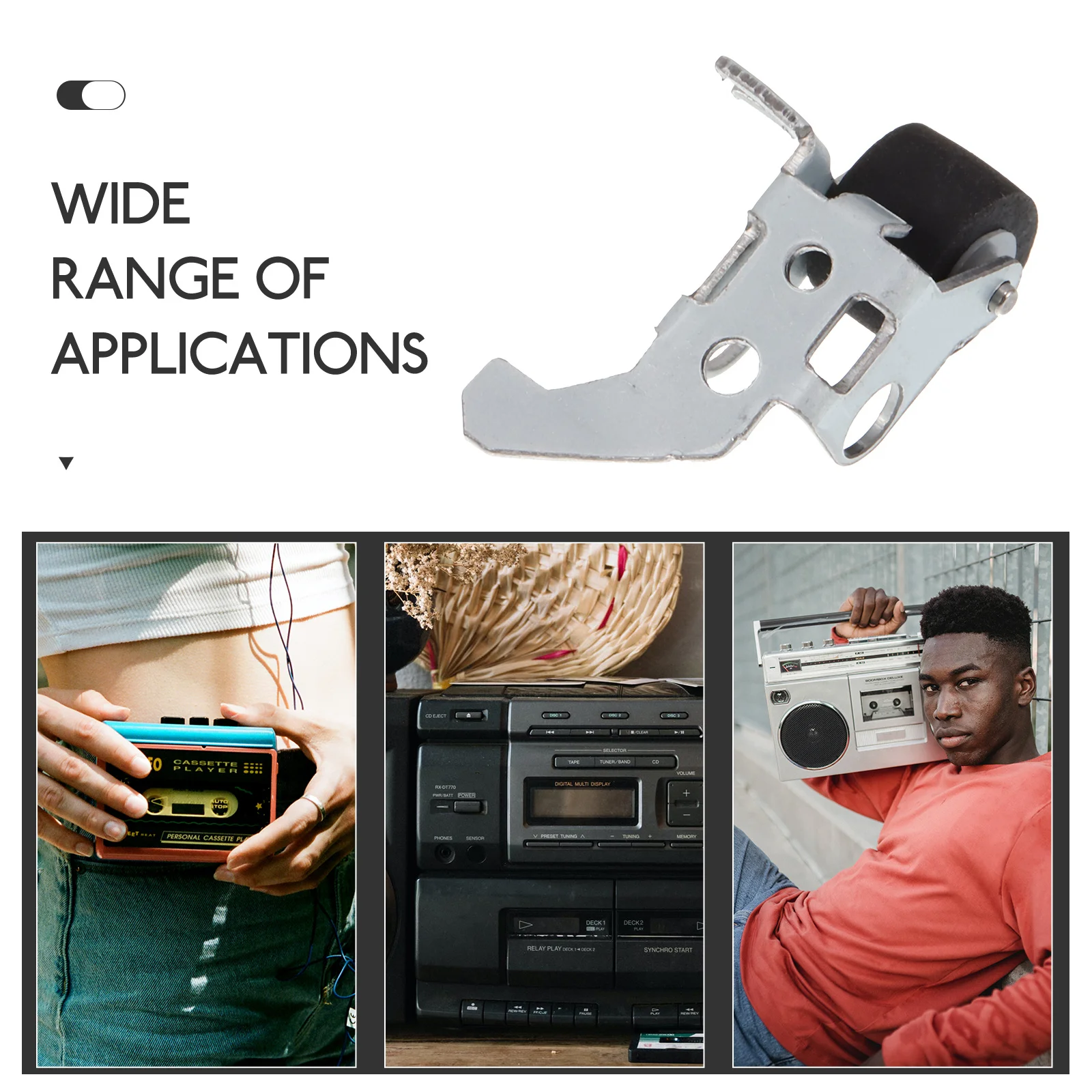 

4Pcs Pinch Roller Pressure Belt Wheels Iron Frame Replacement for Cassette Recorder Audio Video Tape Player Repair Maintenance