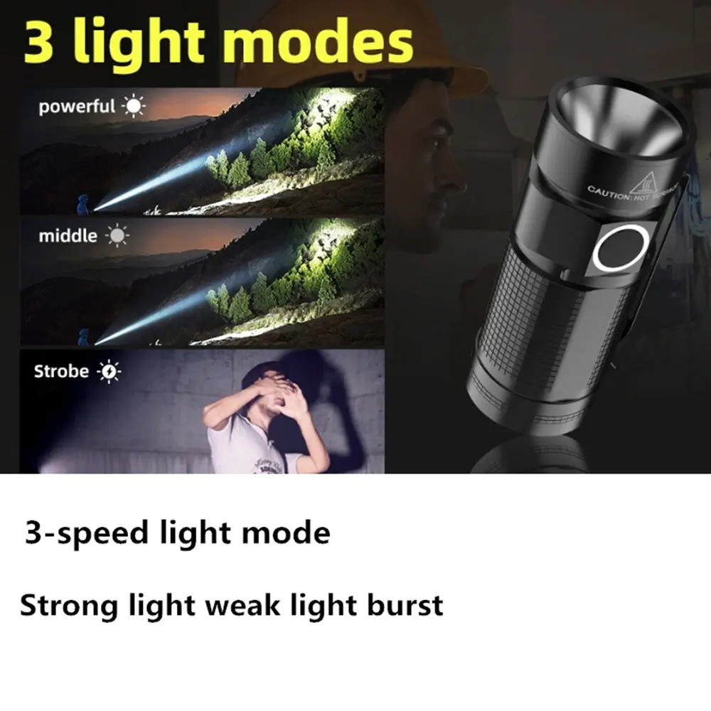 Portable Mini Strong Light XPG LED Flashlight Pocket Flashlight Bright XPG with Pen Buckle 16340 Rechargeable Battery