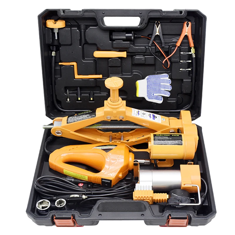 

3 Ton Electric Car Jack Kit Lifting Set 12V 3 in 1 scissors car Jacks With Impact Wrench And Pump Auto Lift repair Tools