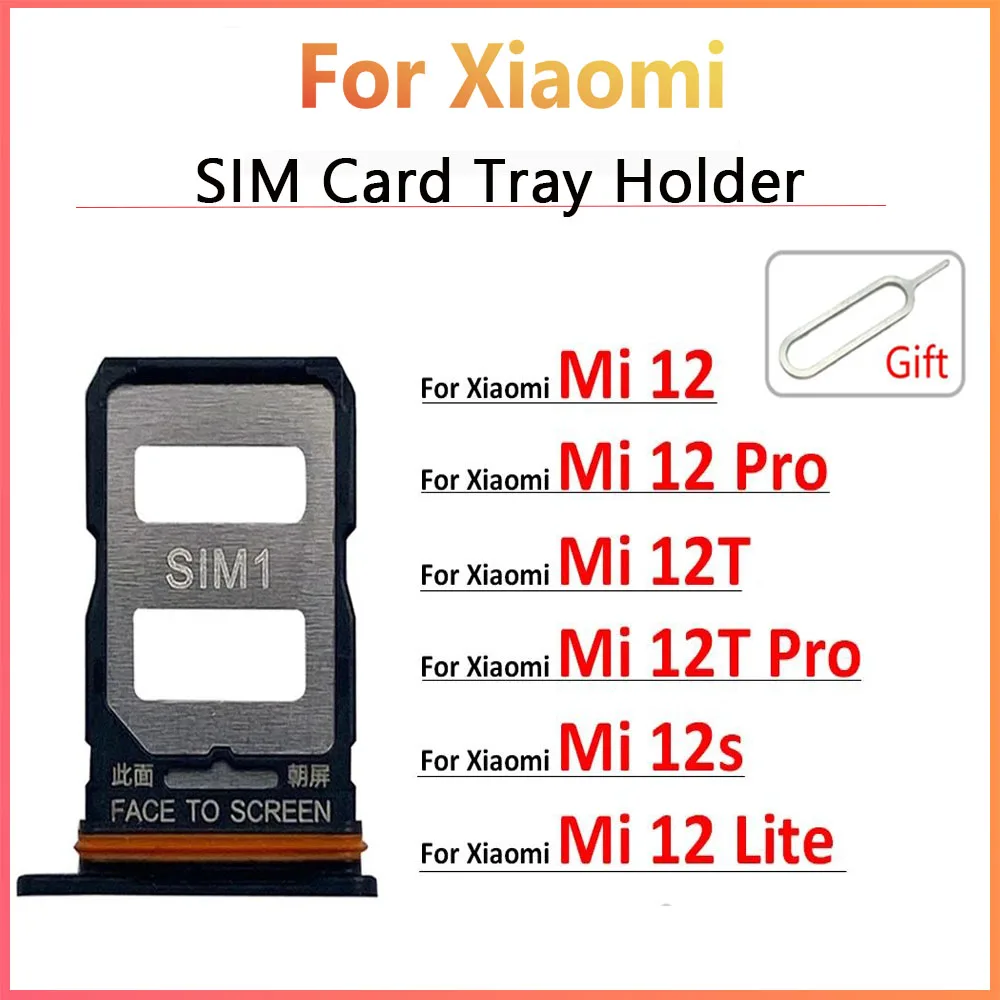 

Sim Card Tray Holder For Xiaomi Mi 12 12T Pro 12 Lite 12s SIM Card Slot SD Card Tray Holder Adapter Replacement Parts with Pin