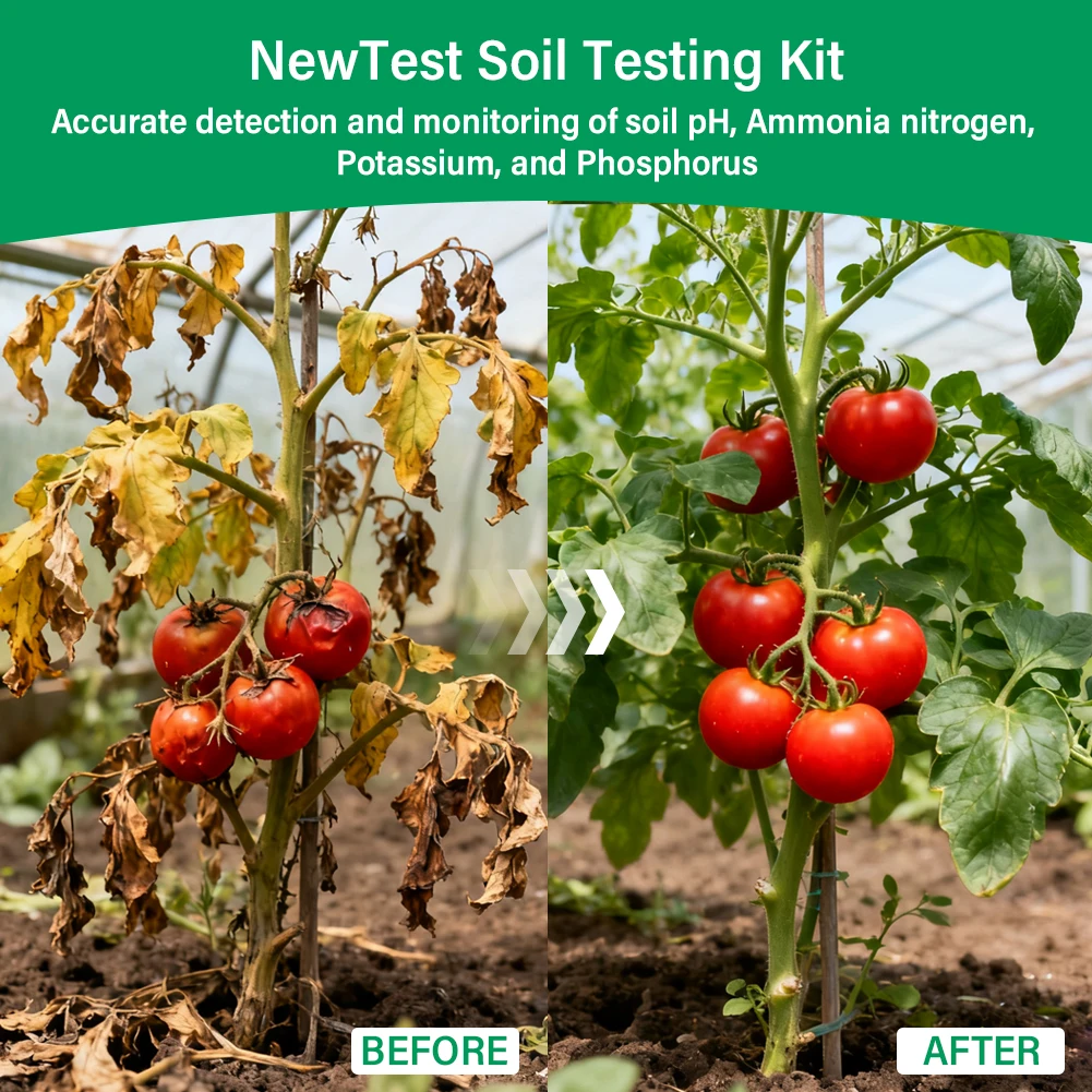 업그레이드된 4 in 1 토양 테스트 키트 액체 PH NPK 토양 측정기 질소 인 칼륨 토양 테스트 감지기 정원 농장 7 병