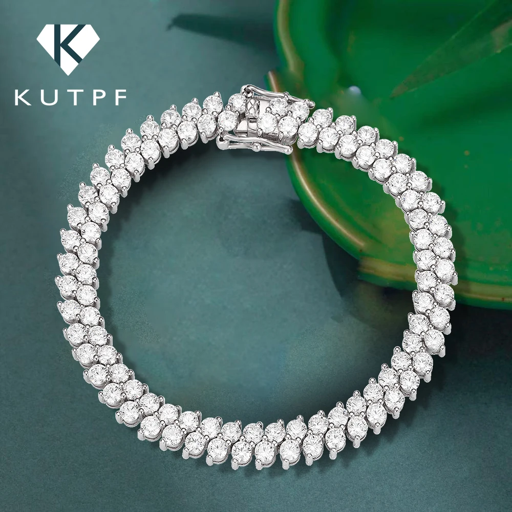

Luxury Double Row High Carbon Diamond Tennis Bracelets for Women 925 Sterling Silver Wrist Chain Bridal Bangle Fine Jewelry