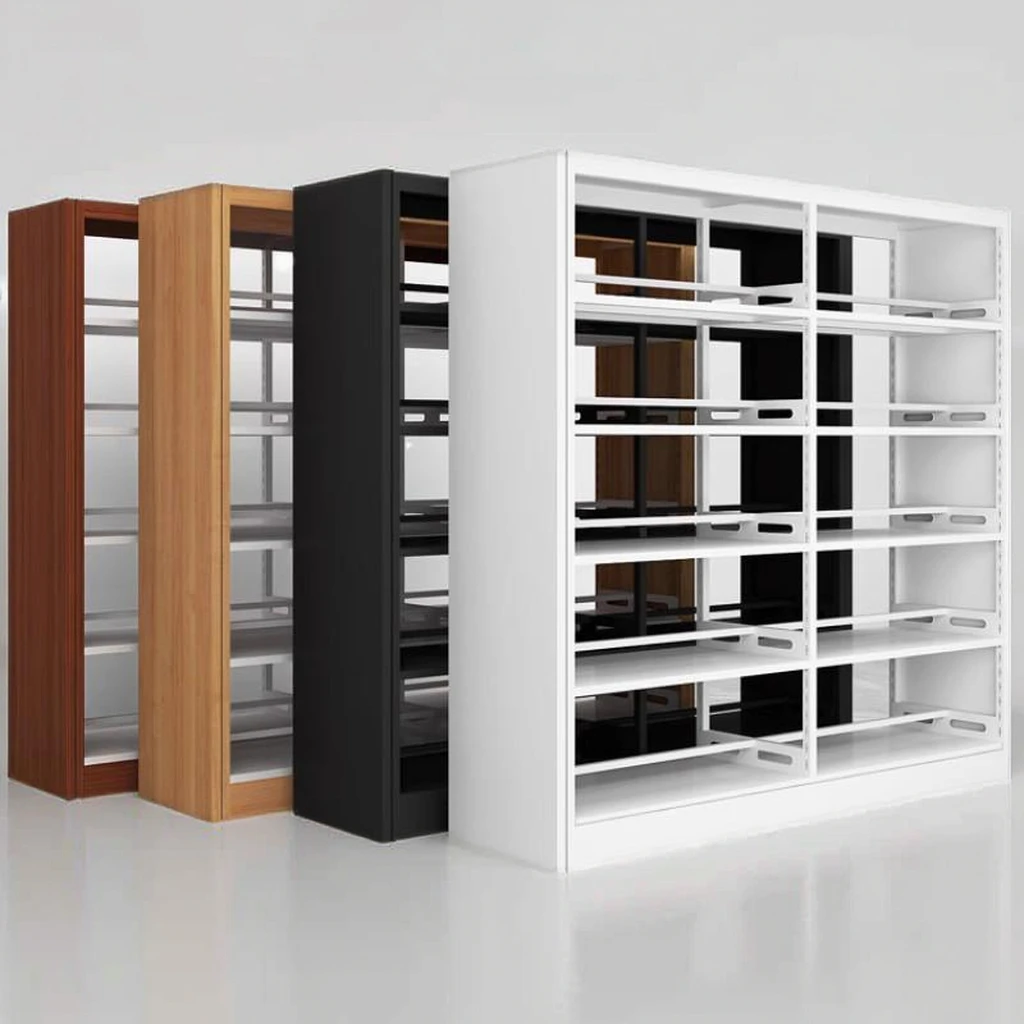 

Modern Design Hotsale Bookshelf Metal and Wood Library Steel Combination Bookcase for Preschool School & Living Room