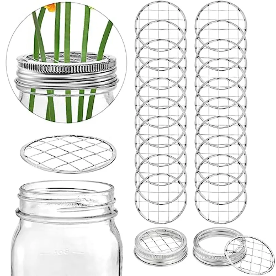 

DEAYOU, 20 упаковок, банка Mason, крышки с цветочной лягушкой, металлическая крышка в виде лягушки, вставка, сетка, банка для консервирования, металлическое кольцо, винт, банка, лента, органайзер, замена