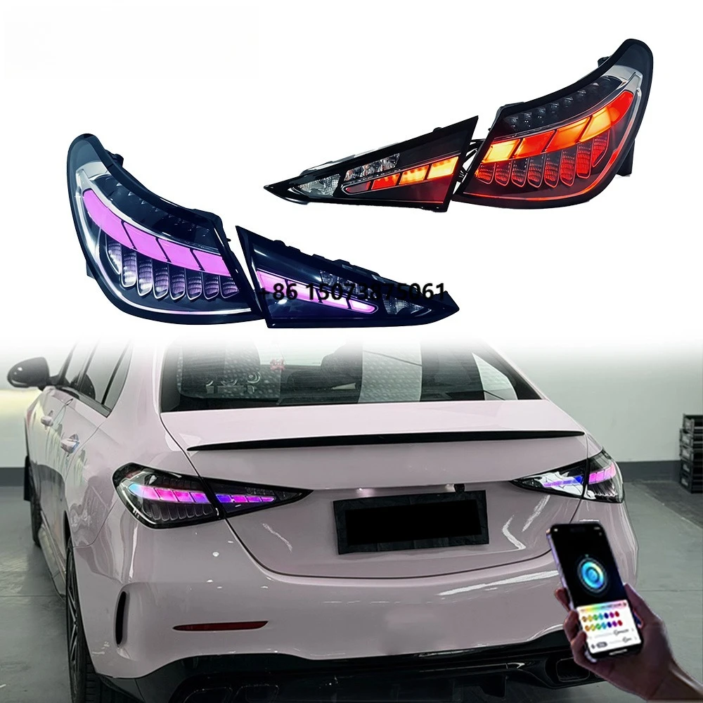 HETOP W206 C Class Upgrade Clear Taillights 2022-2026 Special Custom Taillamp Clear RGB Color Car Lamp Rear Lights DRL for Benz