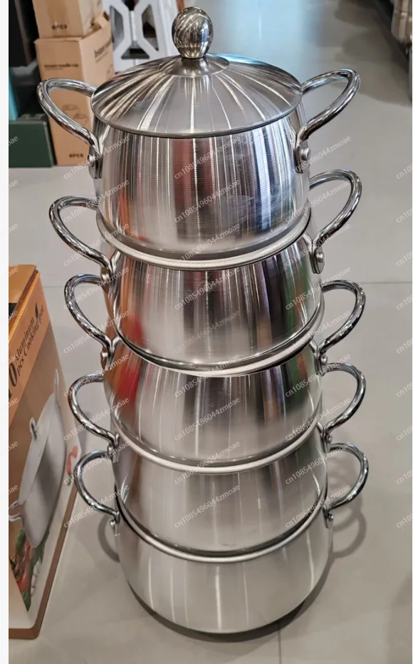5-Piece Aluminum Cookware Set Heavy Duty Pots with Lids Non-Stick Saucepan Set 16/18/20/22/24cm