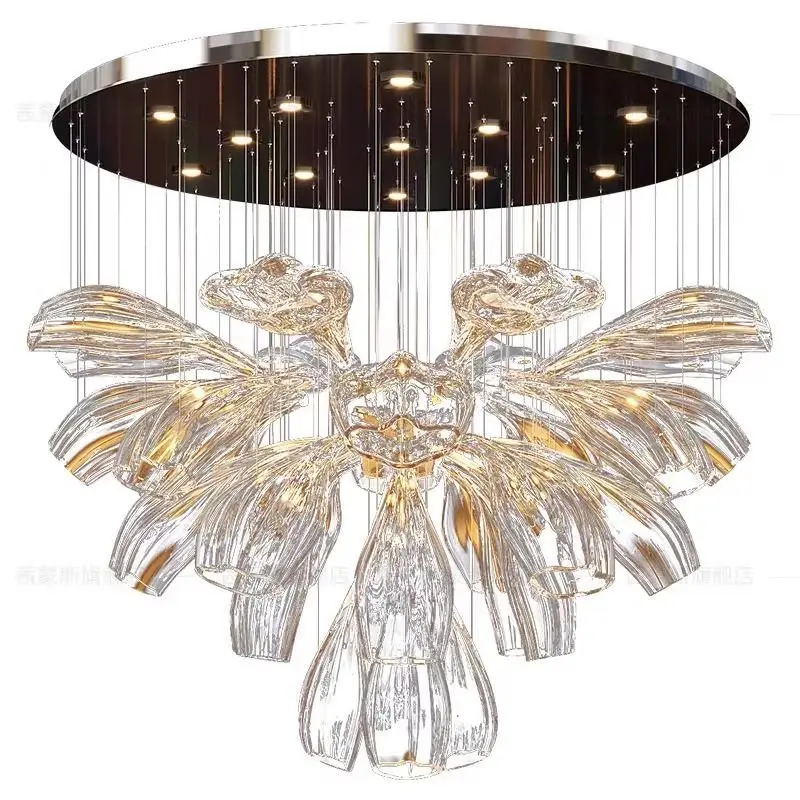 Customized Luxury Crystal Chandelier Designer Simple High-End Light Fixture for Circular Dining Room Bedroom Villa Duplex