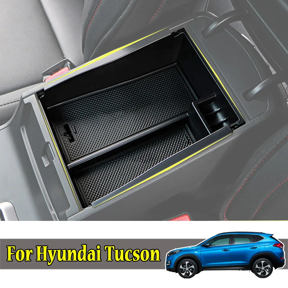 Armlehnen-Aufbewahrungsbox für Hyundai Tucson TL 2015 2016 2017 2018 2019, AT DRIVE Mittelkonsole, Handschuhfach, Paletten-Auto-Organizer