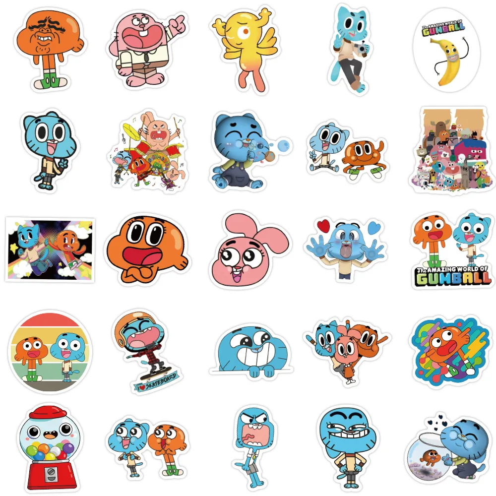

50PCS The Amazing World of Gumball Cartoon Waterproof Stickers DIY Decoration Notebook Mobile Guitar Suitcase Graffiti Toys
