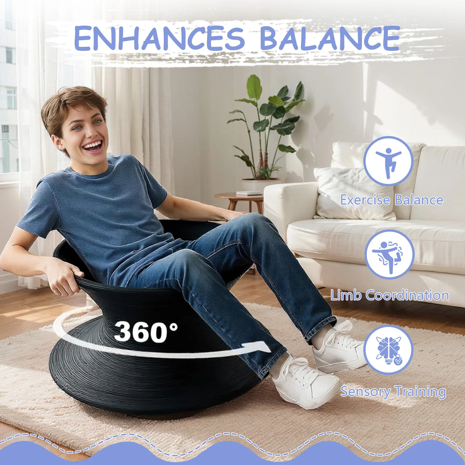 360 Degree PE Swivel Chair Round Spinning Tumbler Sports Chairs for Backyard Fun and Outdoor Play