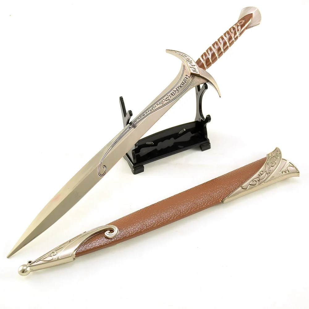 30 سنتيمتر ستينغ السيف الهوبيت بيلبو باجينز القرون الوسطى الأجهزة الطرفية تقطيعه المعادن سيف ساموراي سلاح نموذج سلاسل المفاتيح الحلي دمى هدايا