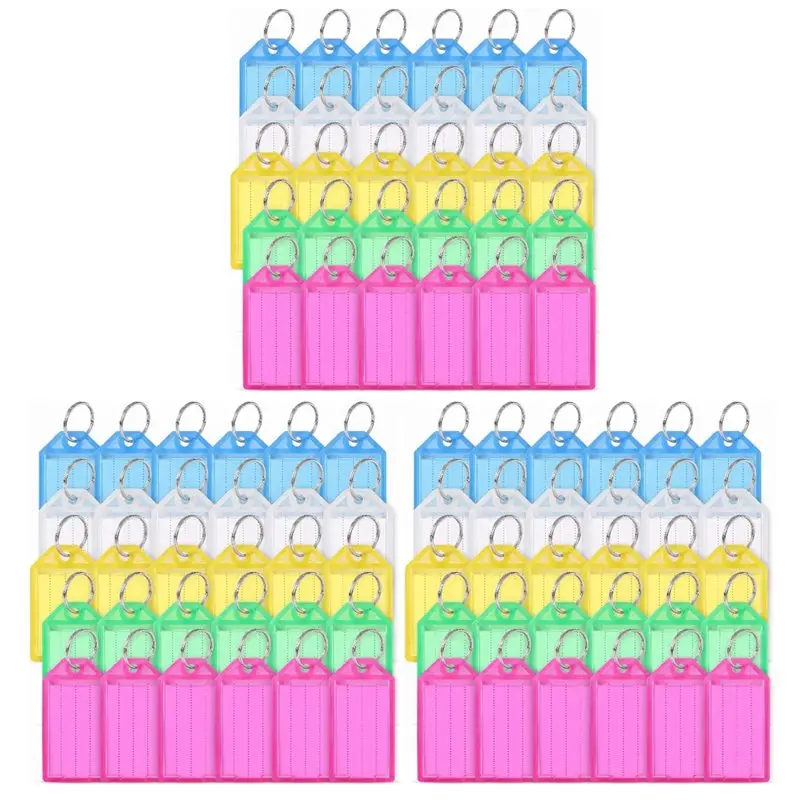 Y45A-Plastic Key Tags With Split Rings, 90 Pack 2 Inch, 5 Colors Key Labels For Home Hotel Luggage