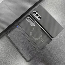 Genuine Aramid Carbon Fiber Magsafe Case for Samsung Galaxy Z Fold 6 5 Fold6 Matte Bulletproof Thin Hard Magnetic Wireless Cover