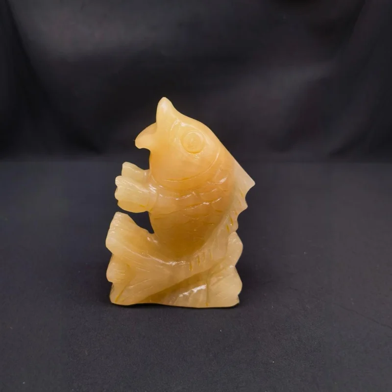 Factory Direct Supply Beige Jade Ornament Carp Leaping Over Dragon Gate Living Room Office Decoration Entrance Wine Cabinet Deco