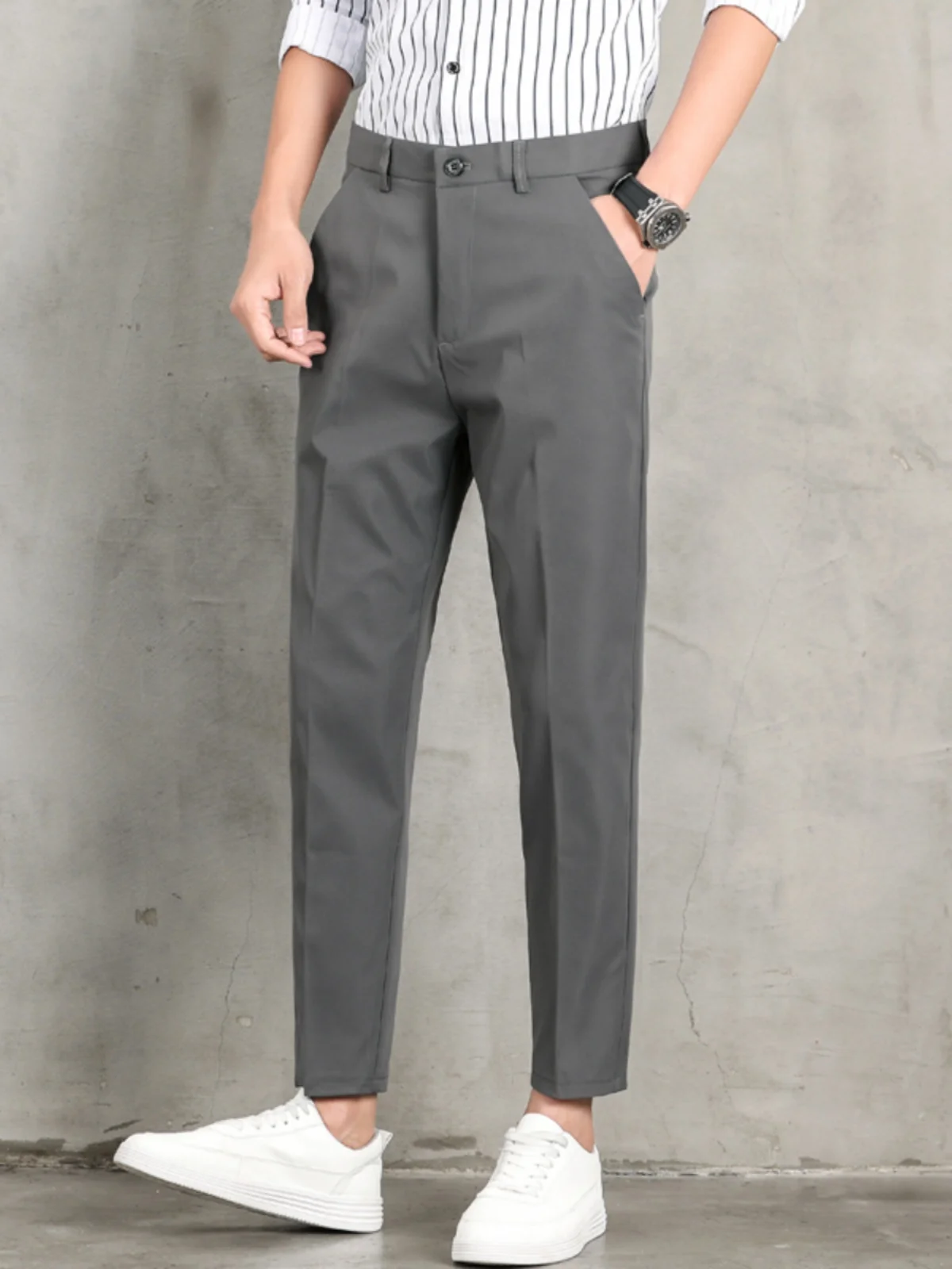 

Мужские повседневные брюки свободного кроя, укороченные, осенняя новинка, корейская версия, прямые спортивные брюки, однотонные, Haome