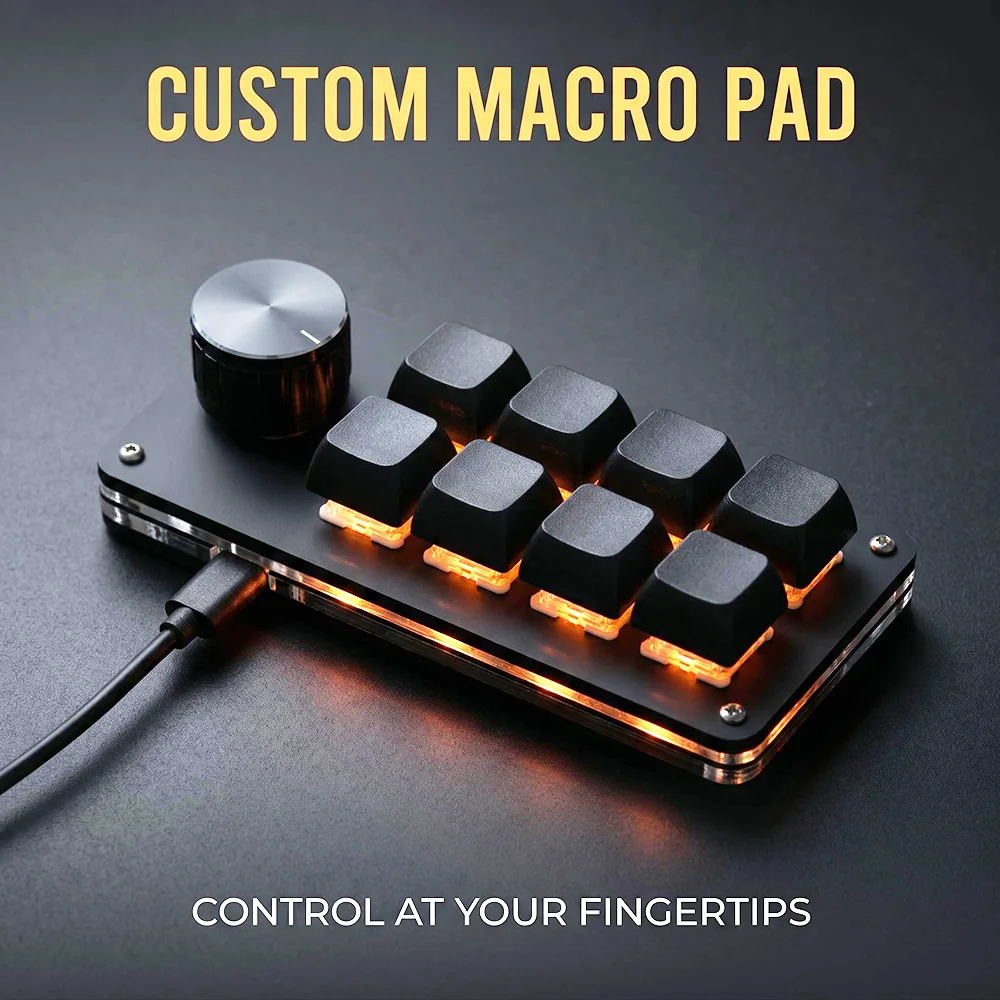 8-Key Multi-Functional Editing Keyboard Suitable for Office Design, Game Media, and Industrial Control Production Line Operation