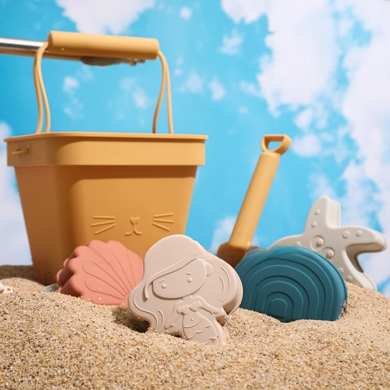 Ocean Series Silicone Beach Buet Toy Set Handheld Water Plang Parent-Child Beach Toys for Ages 3 And above ex