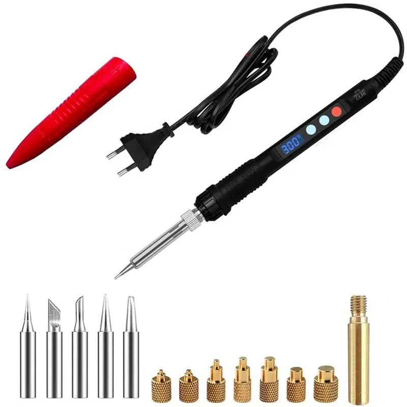 

Паяльник ABLJ 90W с цифровым дисплеем, набор для нагрева и вставки латунных резьбовых вставок M2-M8, набор насадок для паяльника, вилка EU