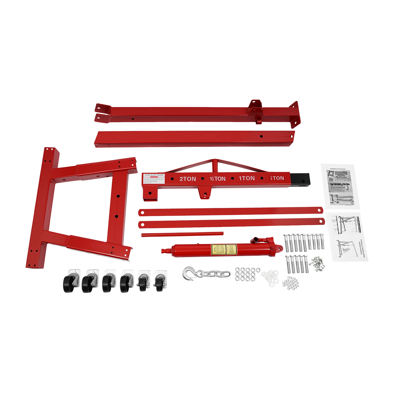 2 Ton Folding Hydraulic Engine Hoist, 4 Adjustable Gears 0.5T/1T/1.5T/2T 6.89ft Lifting Height Heavy Duty Shop Crane With 6 Wheels For Garage Workshop Car Auto Repair - view 8