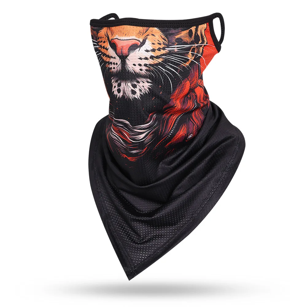 Ice Silk Mesh Sports Face Balaclava para homens e mulheres, Ear Loops, Novidade Animal Print Face Mask, Multifuncional Outdoor Scarf