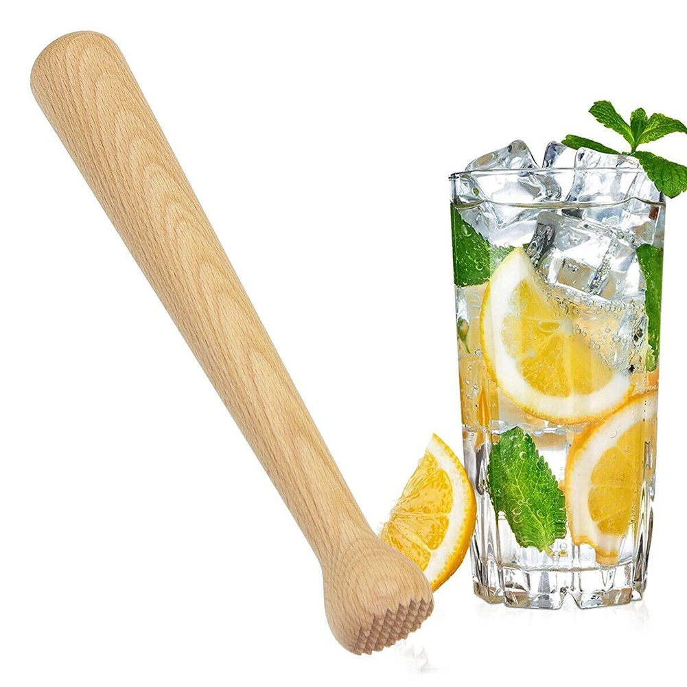 Beech Wood Cocktail Muddler with Diamond Head for Ice Crushing Fruit Mashing Bar Tool for Home Bar Milk Tea Coffee Shop