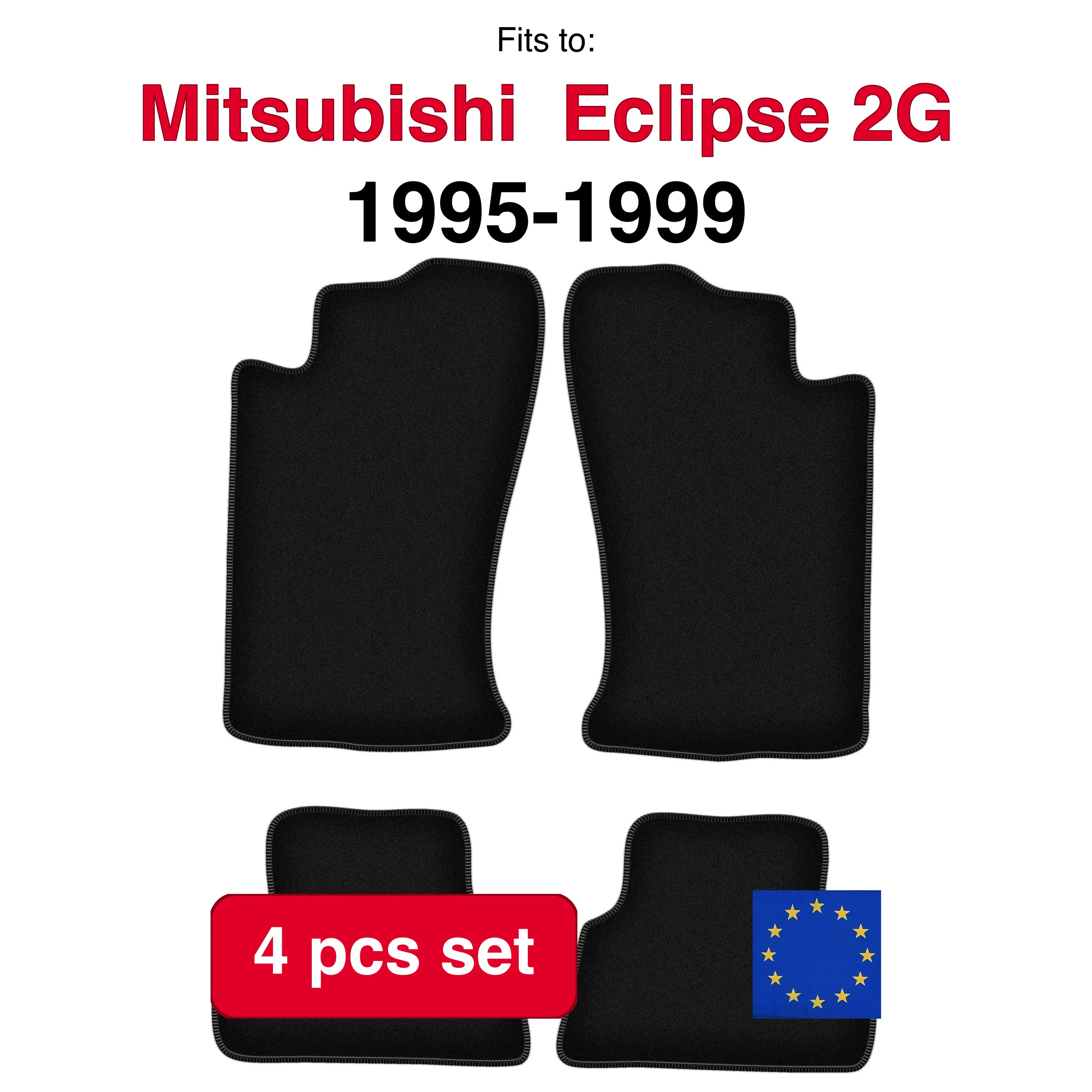Velour tapijtenset voor Mitsubishi Eclipse 2G Coupe (1995-1999) - Zwart (4 stuks) automatten set