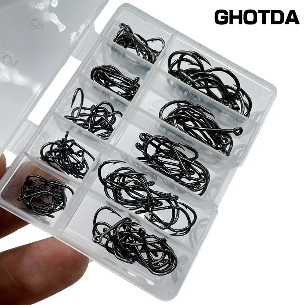 100pcs High Carbon Steel Fishing Hooks Mixed Size 3#-12# Barbed Jig Hook Carp Fishing Jig Head Fly Fishing Accessories