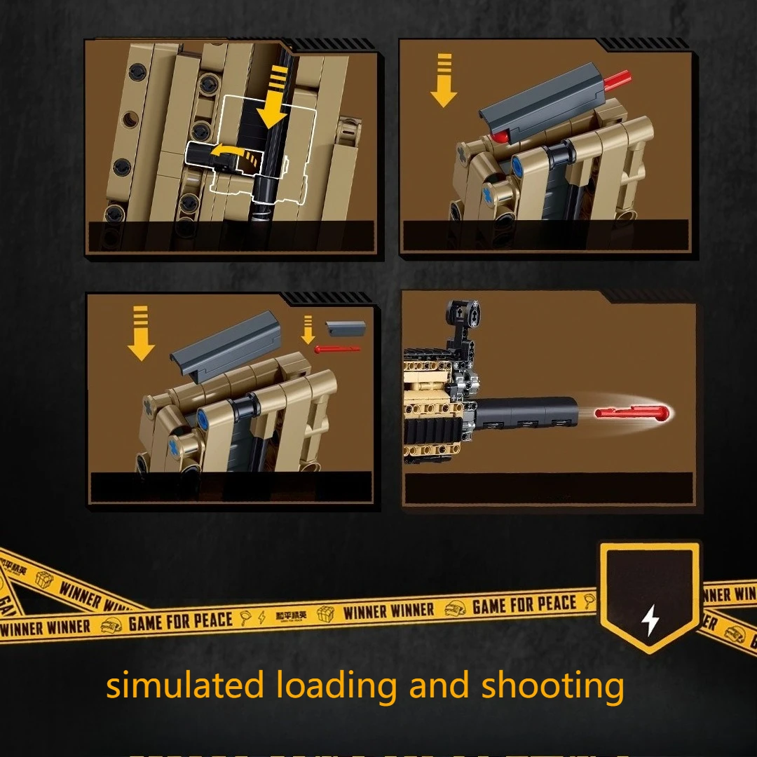 Creative Game Gun Series Building Block Toy Submachine Gun SCAR-L Rifle Machine Guns Modle Can Shot Bullets Toys for Boys Gifts