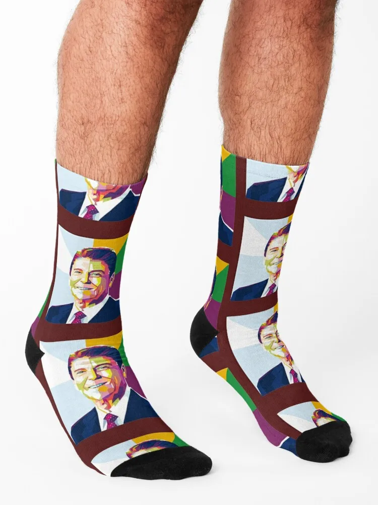 صورة عتيقة لجوارب رونالد ويلسون ريغان الكثير من الجوارب الرياضية والترفيهية الهيب هوب للرجال ذات علامة تجارية فاخرة للنساء