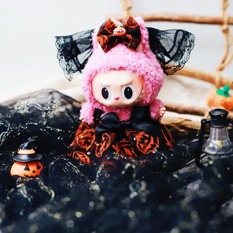 

Labubu Clothes For First And Second Three Generation Blind Box Clothes Labubu For Halloween Pumpkin Dresses+Veil Suits