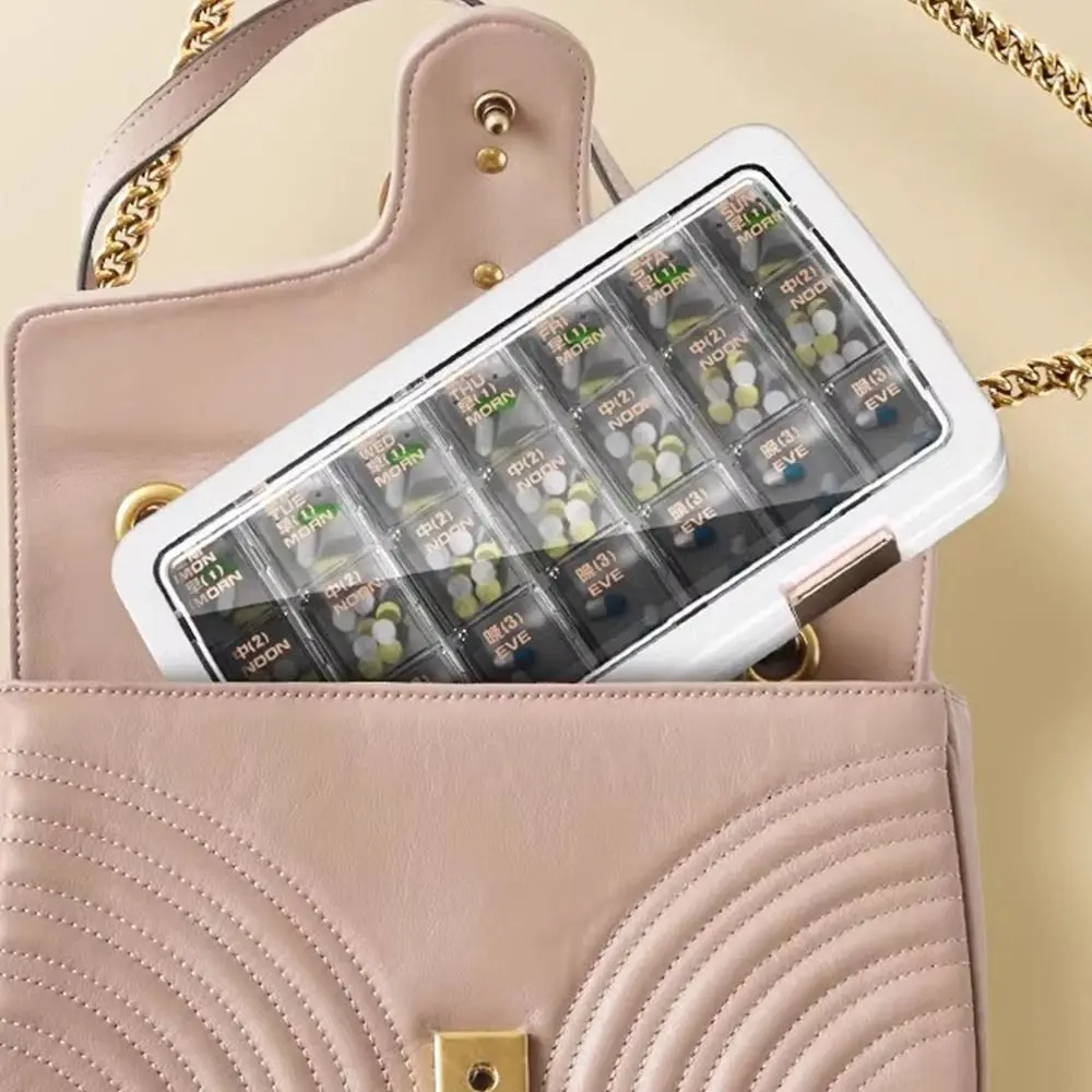 21/28 Grid Pill Organizer Box Portable Clear Medicine Organizer Plastic Moisture Proof Pill Storage Box Monthly Medication Plan #1