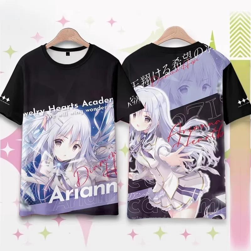 Jewelry Hearts Academia -We will wing wonder world- Game Arianna Mare Character Anime T-Shirt Unisex Men Women Tee Shirt Tops