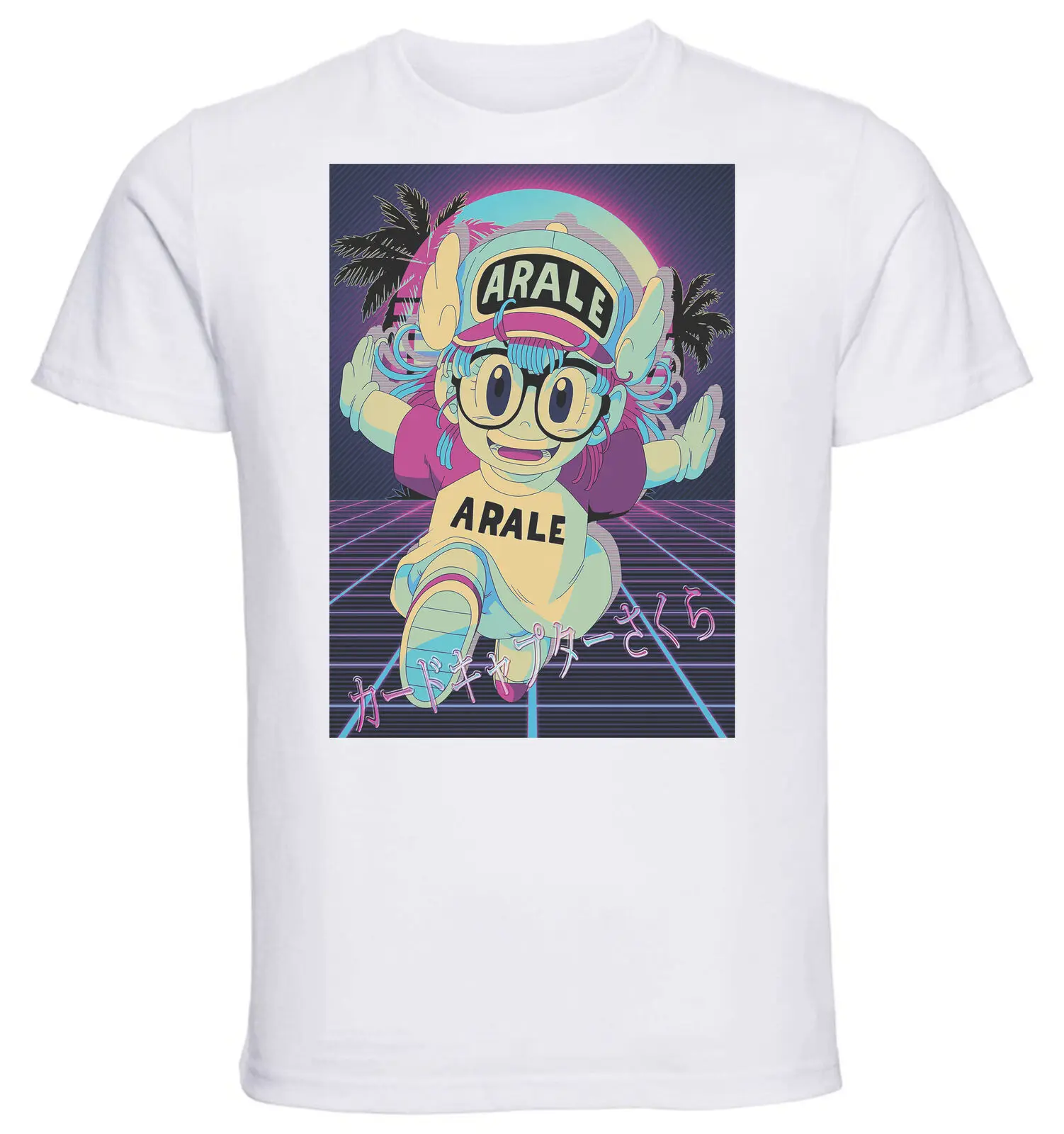 White T-Shirt White Knit Vaporwave Dr Slump Arale-