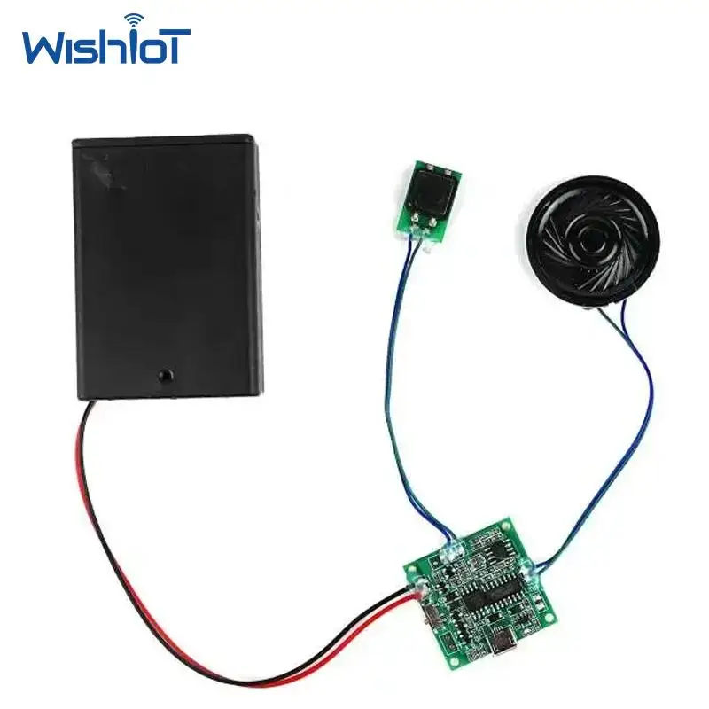 Recording Module Kit with USB Interface 8M Button Non-loop Playback  with Battery Box MP3 WAV Music Programmable Board